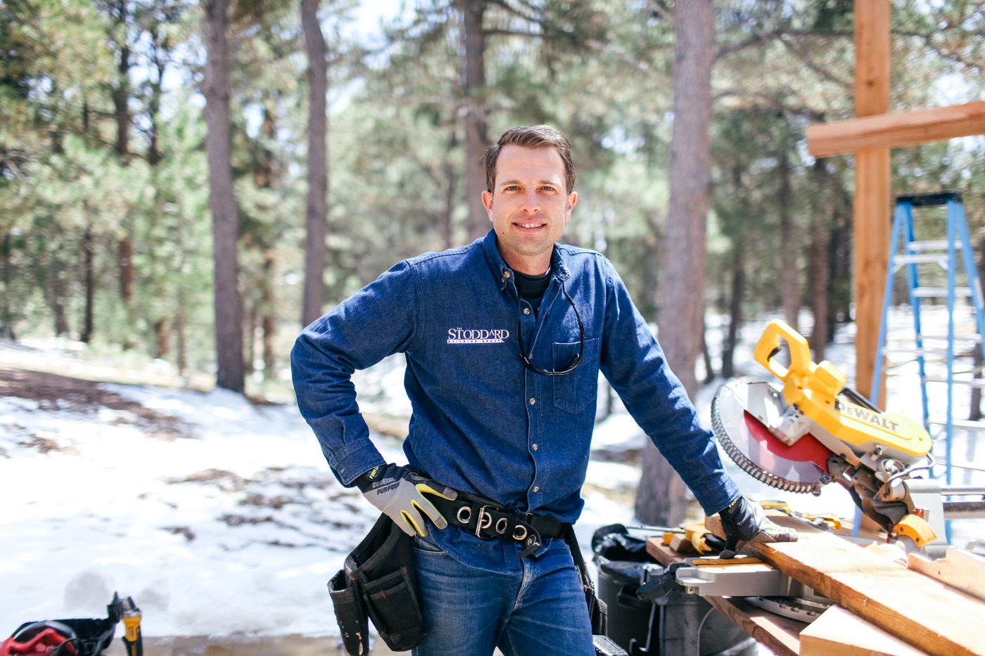 Collin Stoddard at the mitre saw